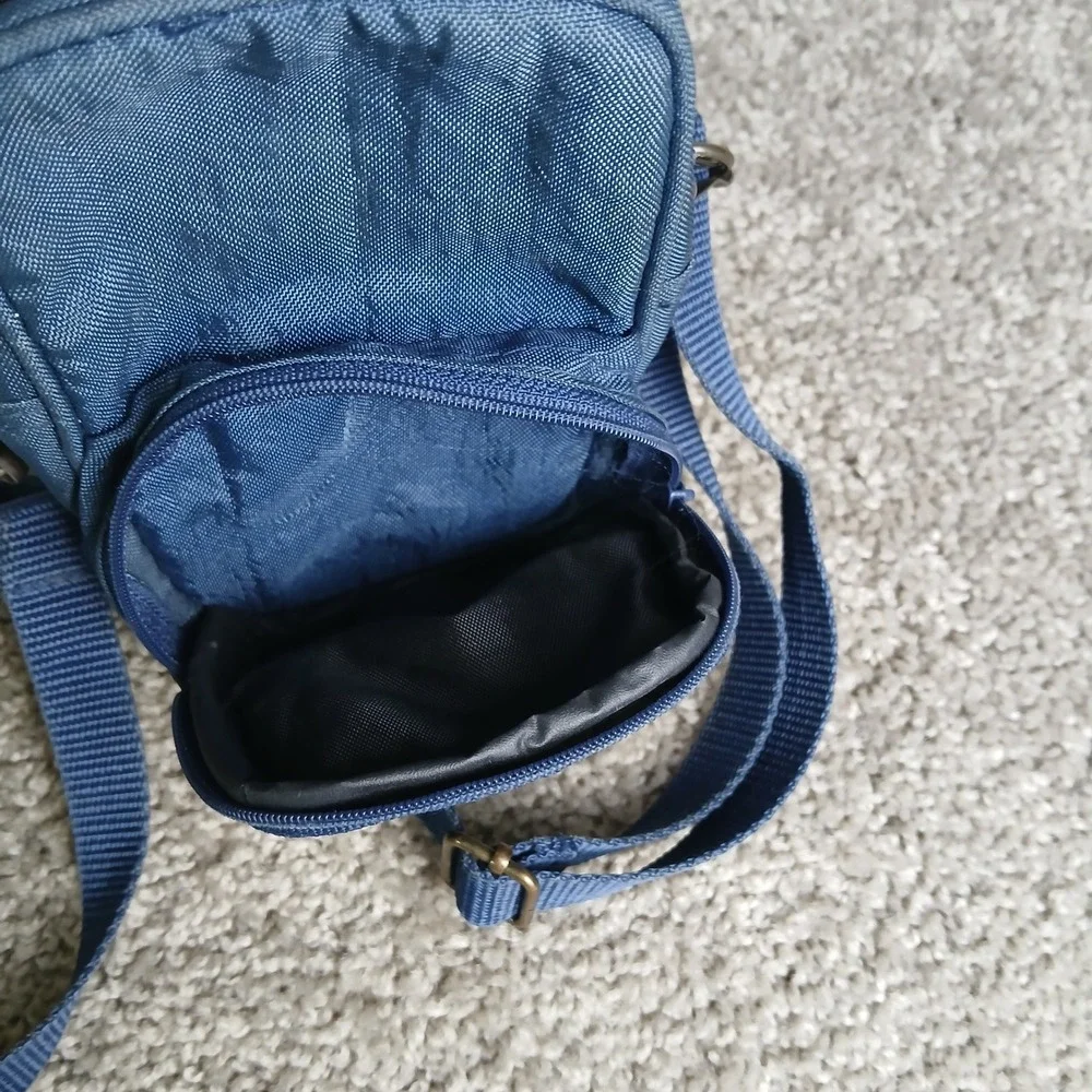 Canon Blue Nylon Canvas Compact Camera Bag Crossbody Belt Loop Pouch